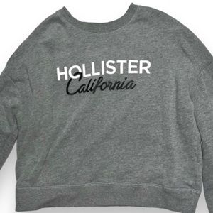 Hollister Women’s Oversized Boxy Cropped Gray Crewneck Sweatshirt, Small, EUC